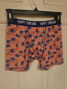 Kids' Red & Blue Flag-Print Boxer Briefs